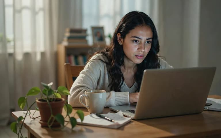 mujer preparando sus preguntas para una consulta de tarot online